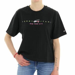 T-SHIRT CROP MODERN LOGO NERO